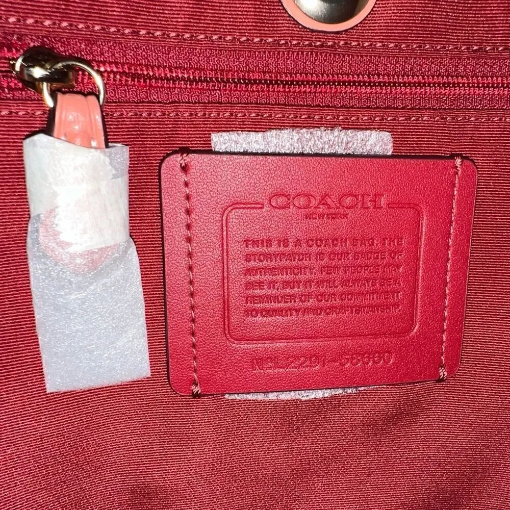 🔥🎁NWT! Coach DERBY Tote Handbag Pebble Leather Coral Msrp:$350.00